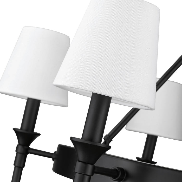 Golden 1020-6 BLK-MWS Six Light Chandelier, Matte Black