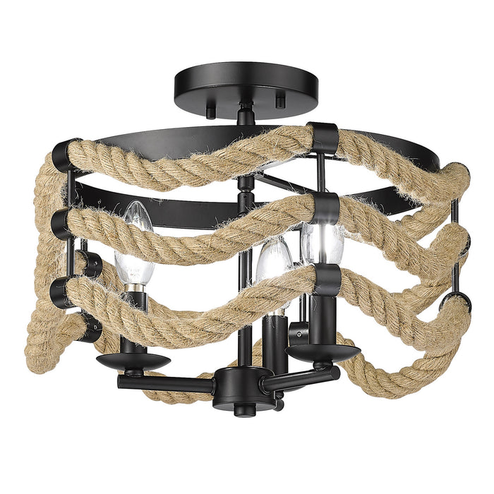 Golden 1083-3SF BLK Three Light Semi-Flush Mount, Matte Black