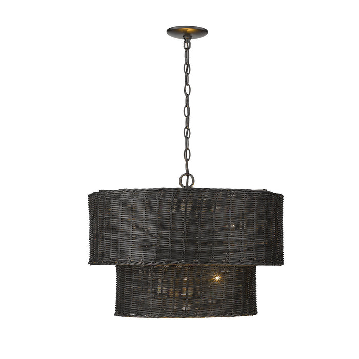 Golden 1084-6 BLK-BW Six Light Chandelier, Matte Black