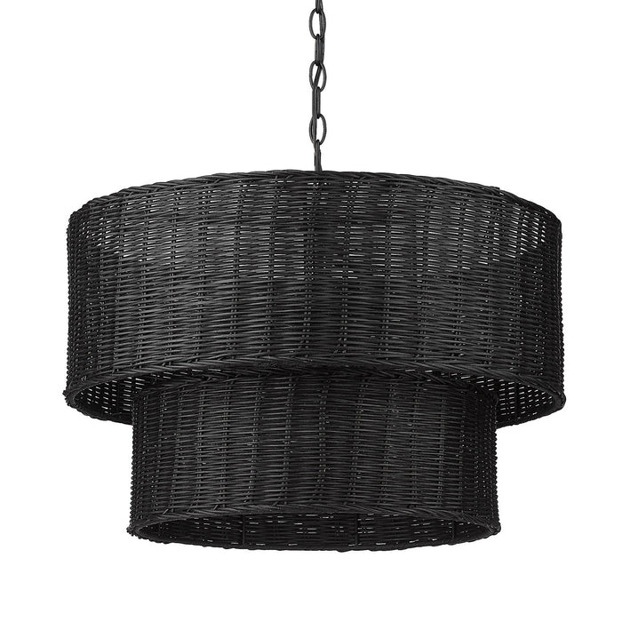 Golden 1084-6 BLK-BW Six Light Chandelier, Matte Black
