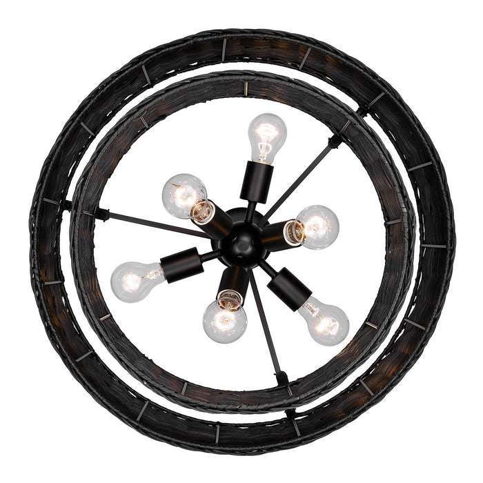 Golden 1084-6 BLK-BW Six Light Chandelier, Matte Black