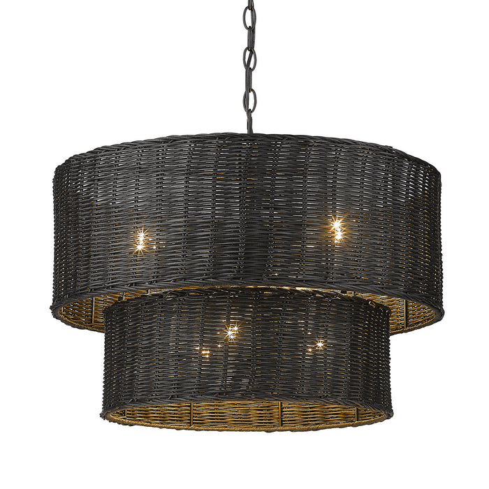 Golden 1084-6 BLK-BW Six Light Chandelier, Matte Black