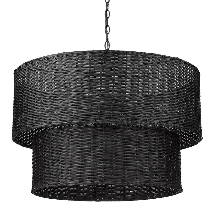 Golden 1084-9 BLK-BW Nine Light Chandelier, Matte Black