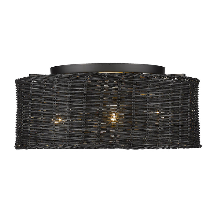 Golden 1084-FM BLK-BW Three Light Flush Mount, Matte Black