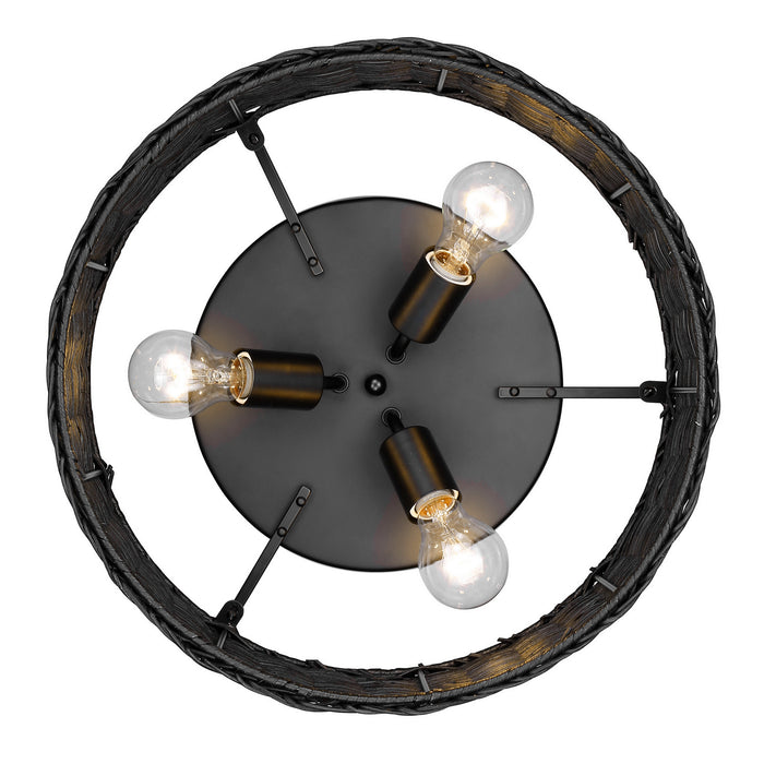 Golden 1084-FM BLK-BW Three Light Flush Mount, Matte Black