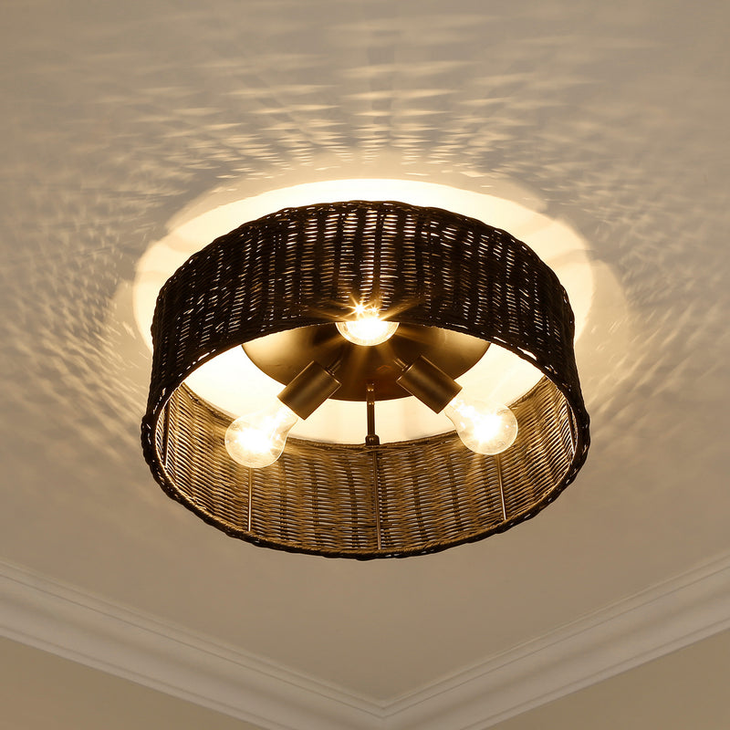 Golden 1084-FM BLK-BW Three Light Flush Mount, Matte Black
