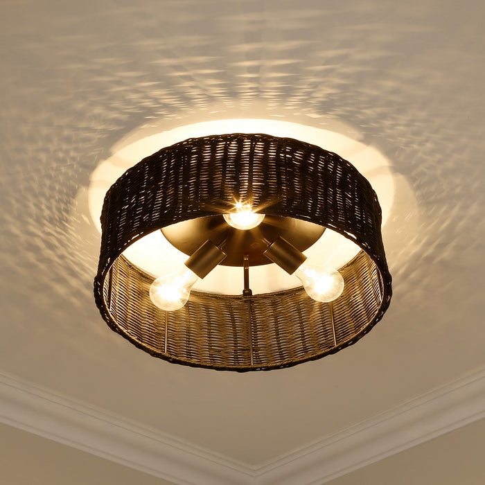 Golden 1084-FM BLK-BW Three Light Flush Mount, Matte Black