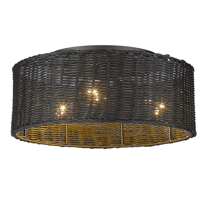 Golden 1084-FM BLK-BW Three Light Flush Mount, Matte Black