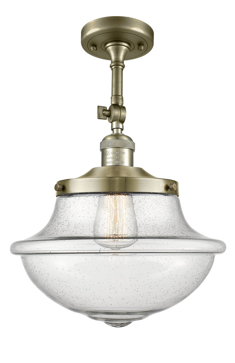 Innovations 201F-AB-G544 One Light Semi-Flush Mount, Antique Brass
