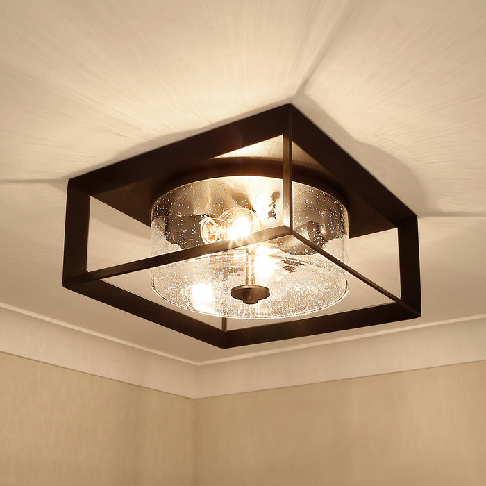 Golden 2073-OFM NB-SD Two Light Outdoor Flush Mount, Natural Black