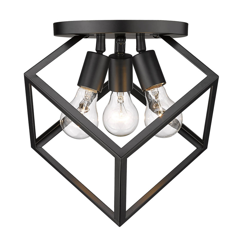 Golden 2086-3SF BLK Three Light Semi-Flush Mount, Matte Black