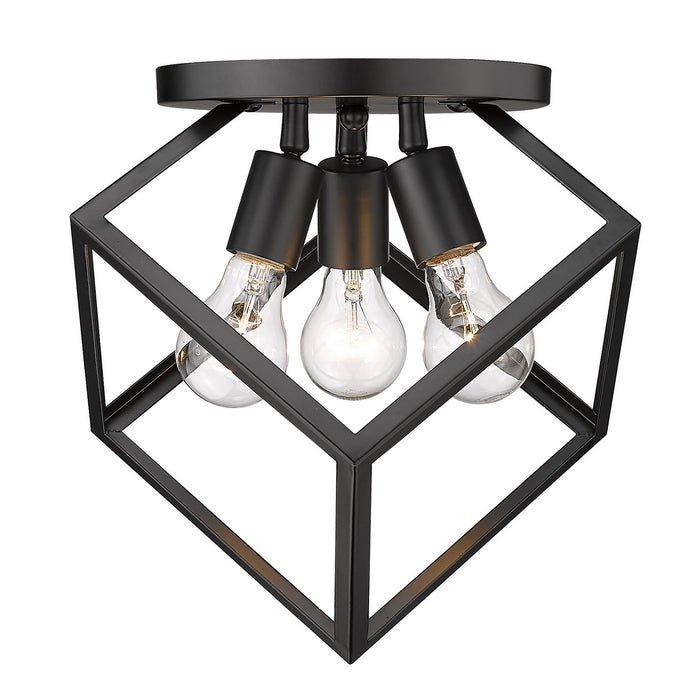 Golden 2086-3SF BLK Three Light Semi-Flush Mount, Matte Black