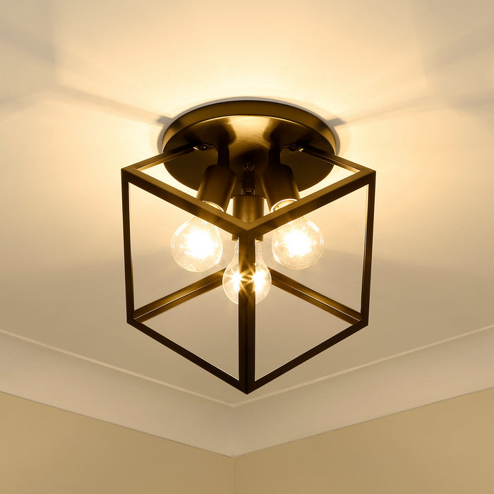 Golden 2086-3SF BLK Three Light Semi-Flush Mount, Matte Black