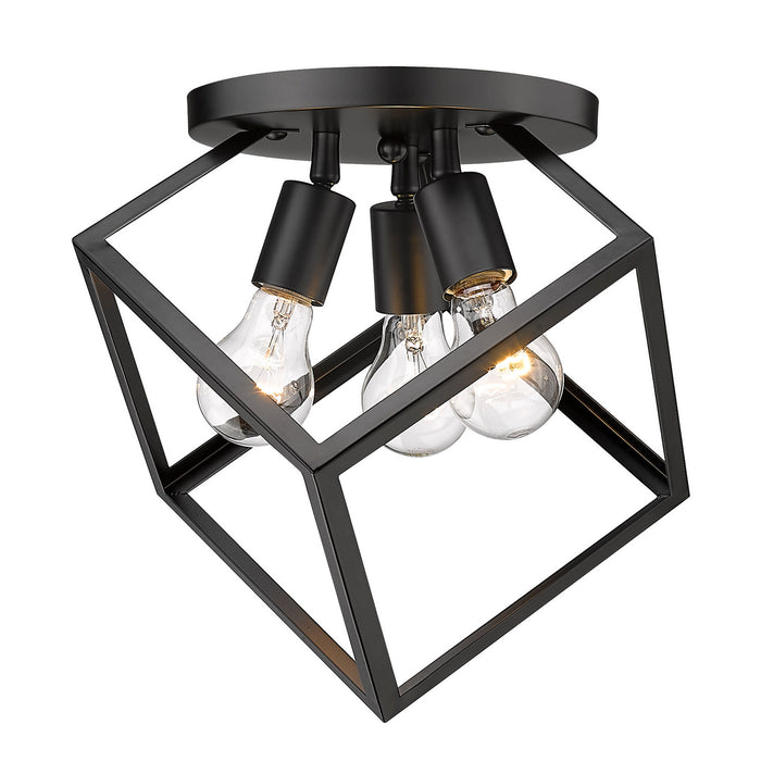 Golden 2086-3SF BLK Three Light Semi-Flush Mount, Matte Black