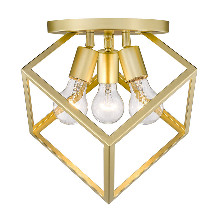 Golden 2086-3SF OG Three Light Semi-Flush Mount, Olympic Gold