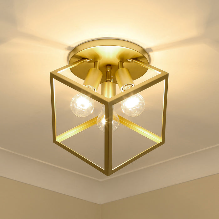 Golden 2086-3SF OG Three Light Semi-Flush Mount, Olympic Gold