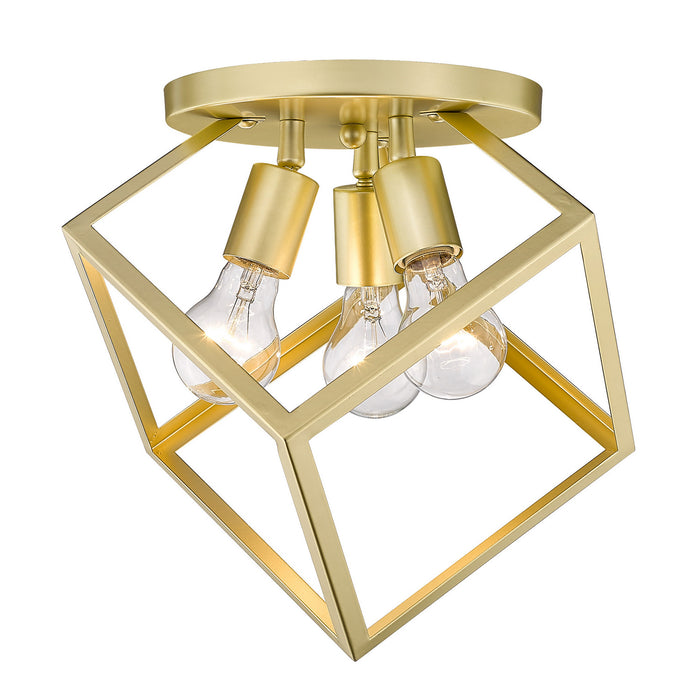 Golden 2086-3SF OG Three Light Semi-Flush Mount, Olympic Gold