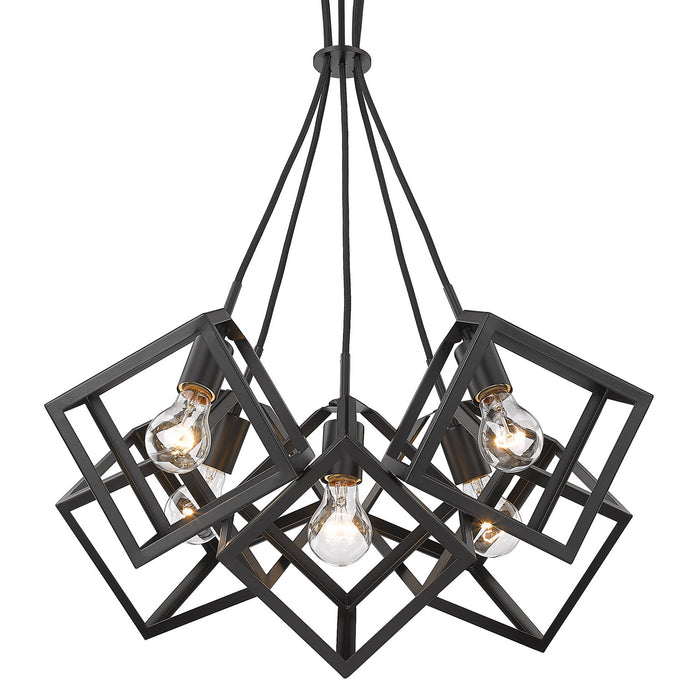 Golden 2086-5P BLK Five Light Pendant, Matte Black