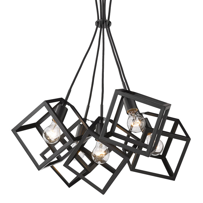 Golden 2086-5P BLK Five Light Pendant, Matte Black