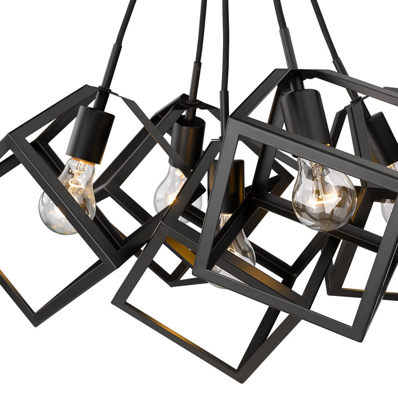 Golden 2086-5P BLK Five Light Pendant, Matte Black