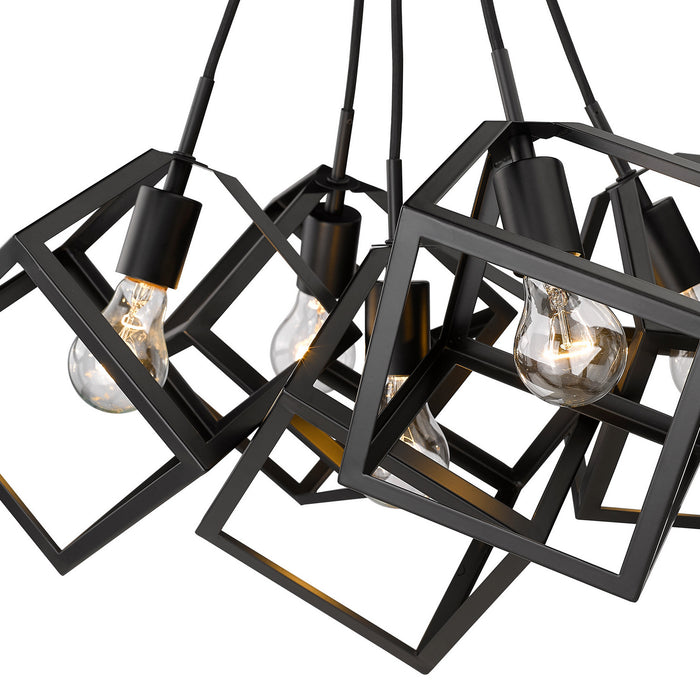 Golden 2086-5P BLK Five Light Pendant, Matte Black