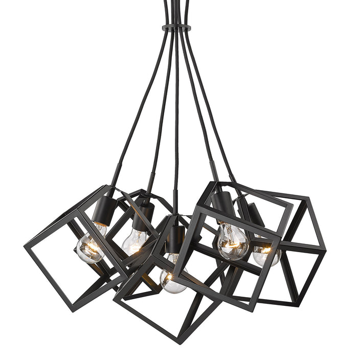 Golden 2086-5P BLK Five Light Pendant, Matte Black
