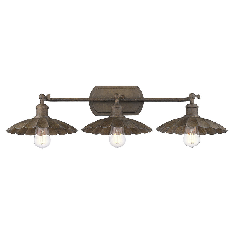 Golden 3124-BA3 DR Three Light Bath Vanity, Dark Rust