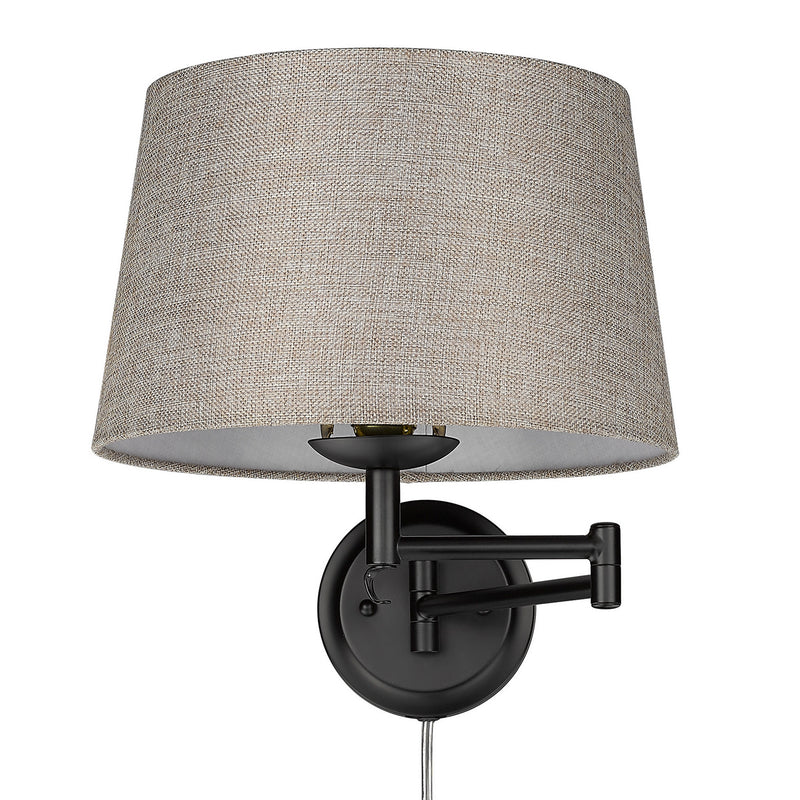 Golden 3692-A1W BLK-NS One Light Wall Sconce, Matte Black