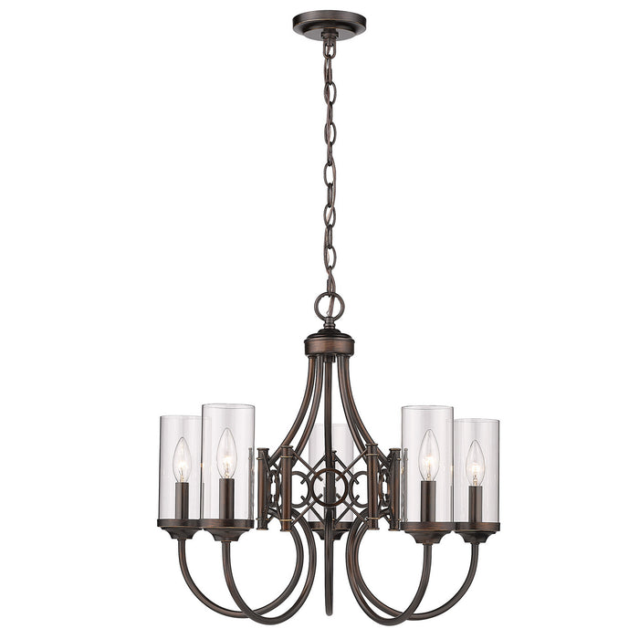 Golden 3718-5 CDB-CLR Five Light Chandelier, Cordoban Bronze