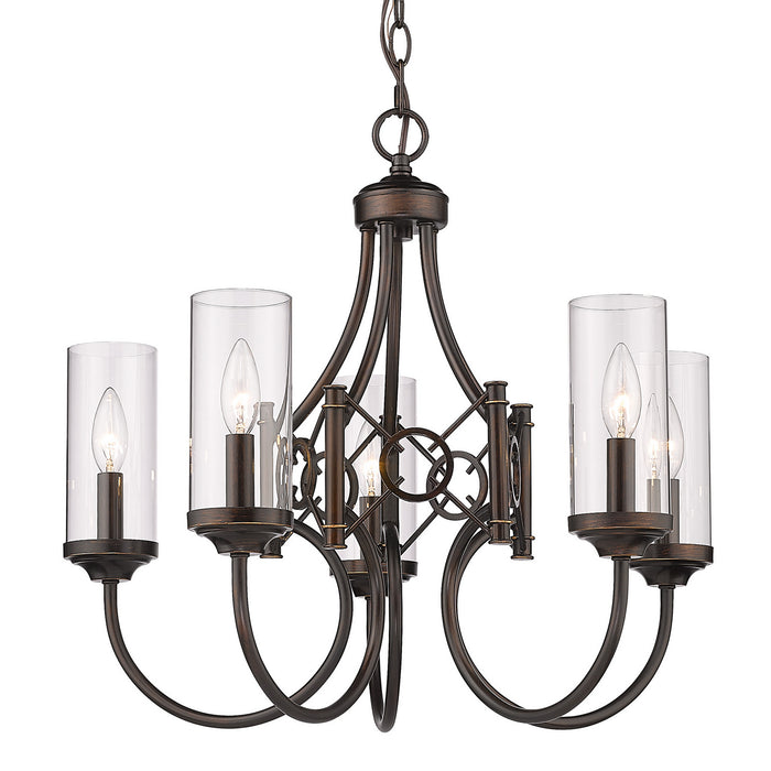 Golden 3718-5 CDB-CLR Five Light Chandelier, Cordoban Bronze