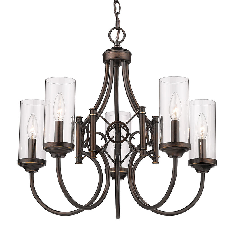Golden 3718-5 CDB-CLR Five Light Chandelier, Cordoban Bronze