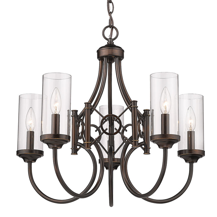 Golden 3718-5 CDB-CLR Five Light Chandelier, Cordoban Bronze