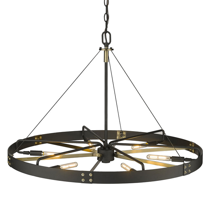 Golden 3866-L NB-AB Six Light Pendant, Natural Black