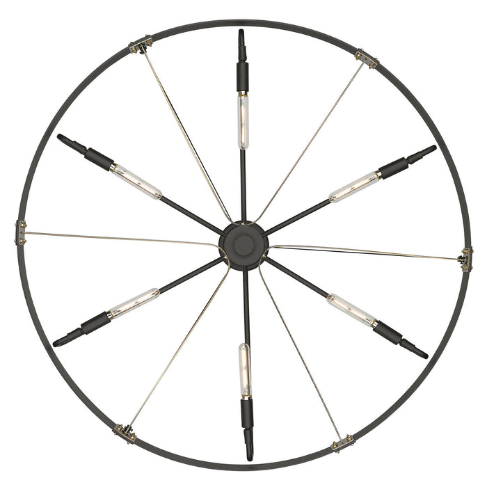 Golden 3866-L NB-AB Six Light Pendant, Natural Black
