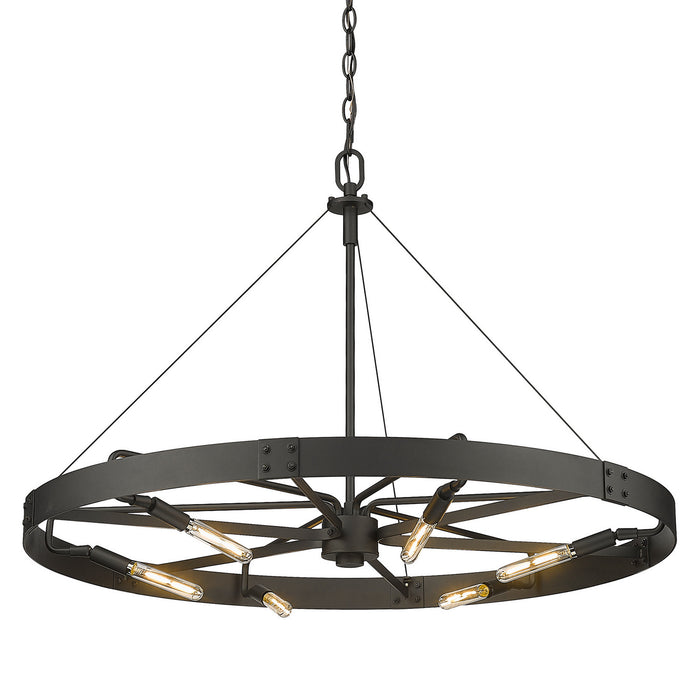 Golden 3866-L NB-NB Six Light Pendant, Natural Black