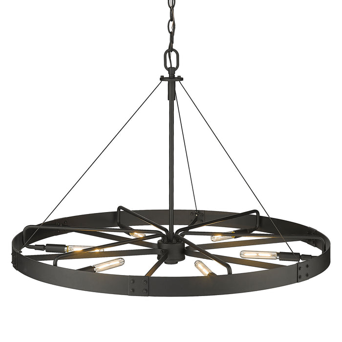 Golden 3866-L NB-NB Six Light Pendant, Natural Black