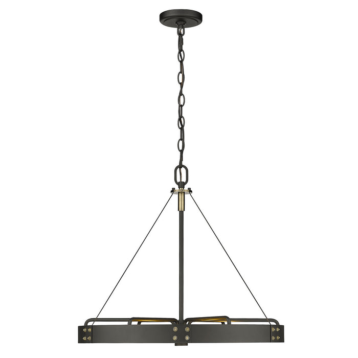 Golden 3866-M NB-AB Six Light Pendant, Natural Black
