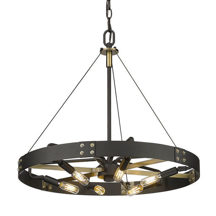 Golden 3866-M NB-AB Six Light Pendant, Natural Black