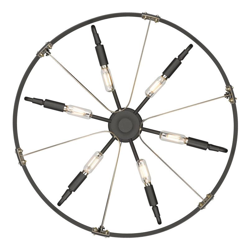 Golden 3866-M NB-AB Six Light Pendant, Natural Black