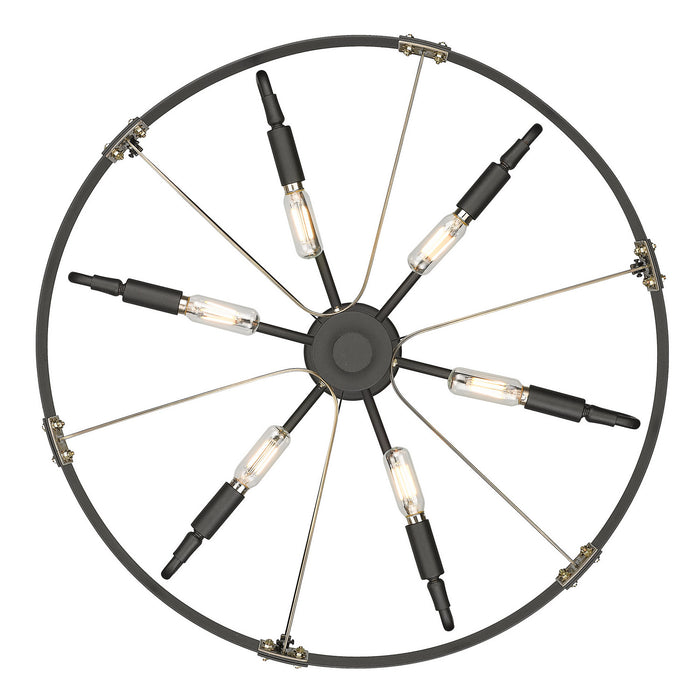 Golden 3866-M NB-AB Six Light Pendant, Natural Black