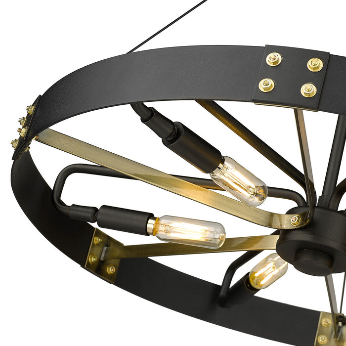 Golden 3866-M NB-AB Six Light Pendant, Natural Black
