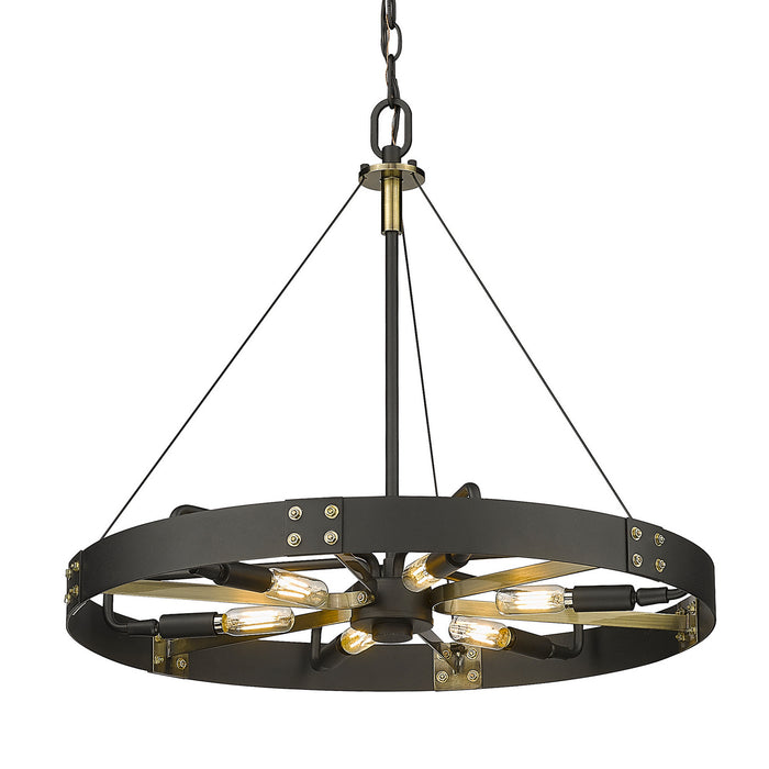 Golden 3866-M NB-AB Six Light Pendant, Natural Black