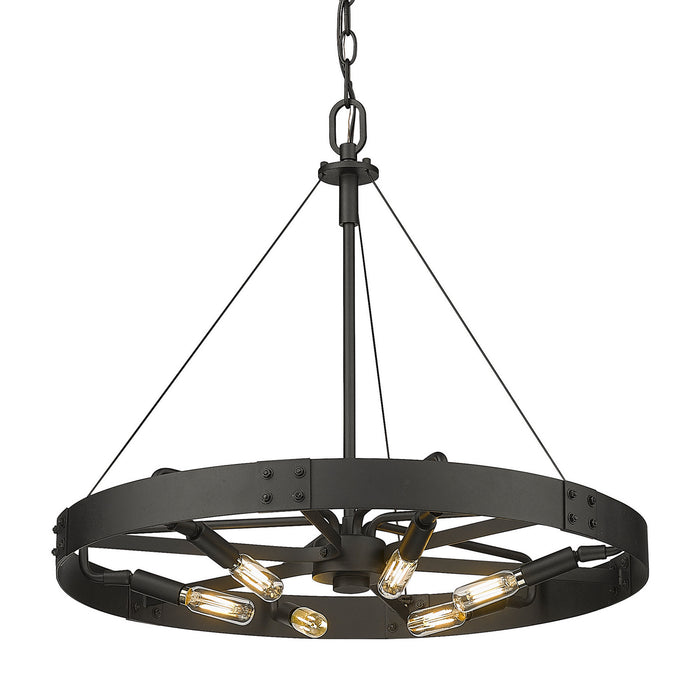Golden 3866-M NB-NB Six Light Pendant, Natural Black
