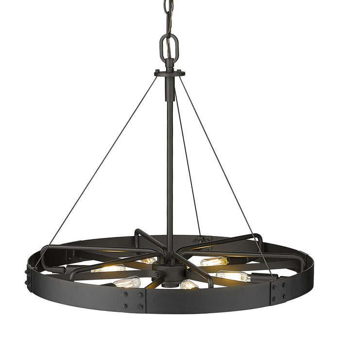 Golden 3866-M NB-NB Six Light Pendant, Natural Black