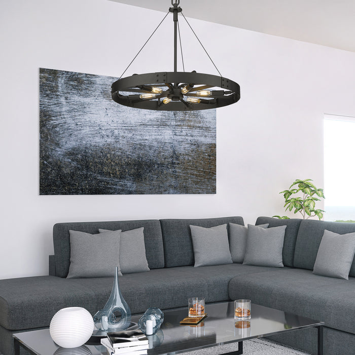 Golden 3866-M NB-NB Six Light Pendant, Natural Black