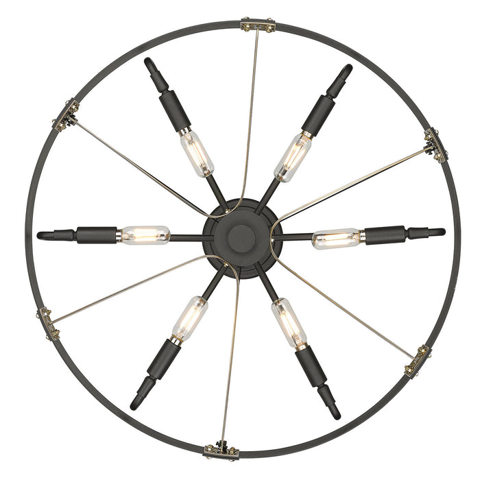 Golden 3866-MSF NB-AB Six Light Semi-Flush Mount, Natural Black