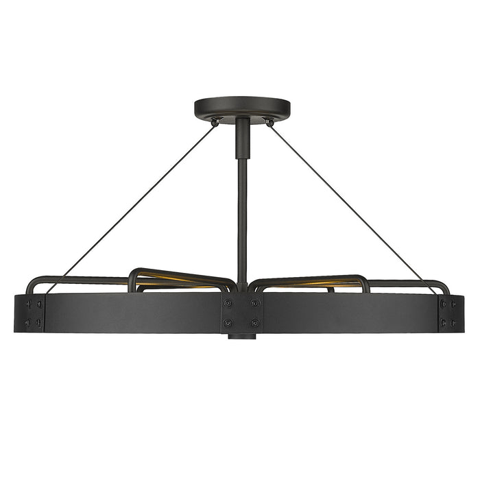 Golden 3866-MSF NB-NB Six Light Semi-Flush Mount, Natural Black