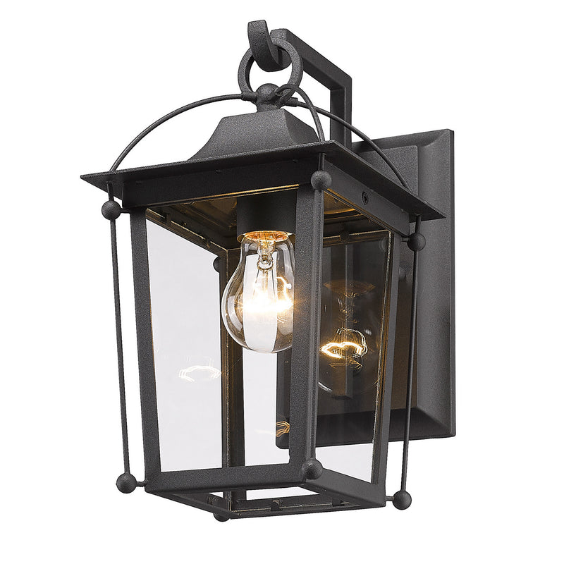 Golden 4305-OWM NB-CLR One Light Outdoor Wall Mount, Natural Black