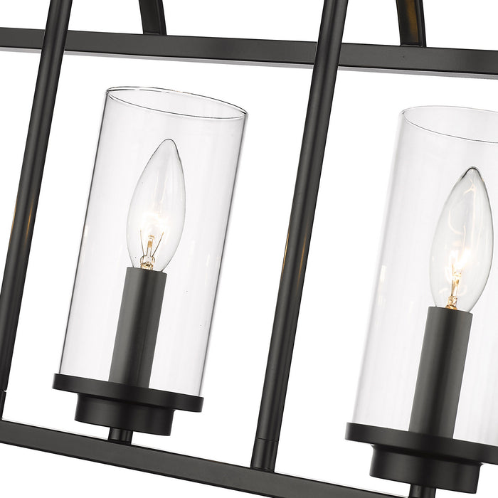 Golden 4309-LP BLK-BLK-CLR Five Light Linear Pendant, Matte Black