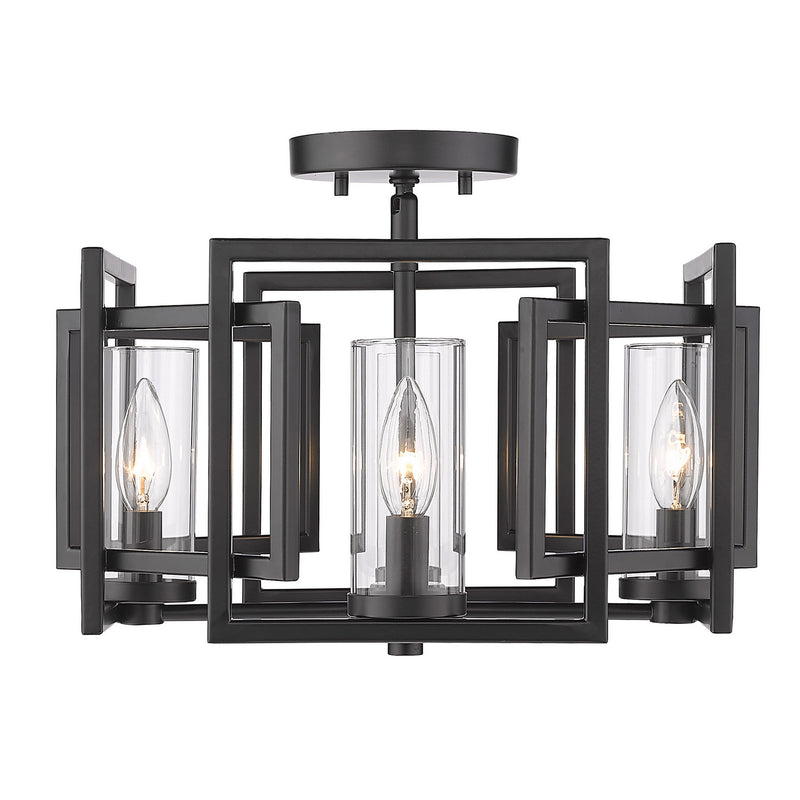 Golden 6068-FM BLK Four Light Flush Mount, Matte Black